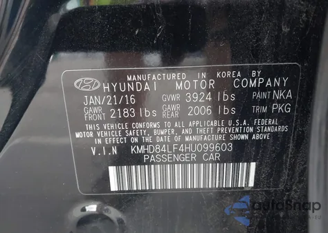 2017 Hyundai Elantra Se z USA, uszkodzony, nr VIN KMHD84LF4HU099603